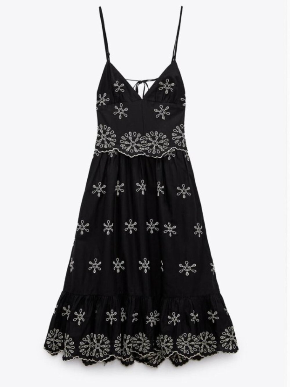 Zara Black Embroidered A-Line Dress